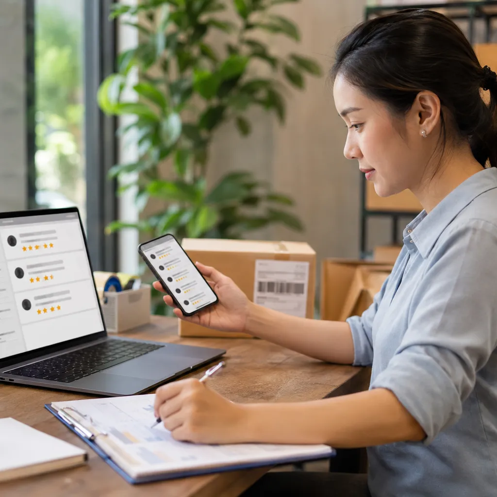 Shop phản hồi đánh giá tiêu cực và kiểm tra đơn hàng Shopee
