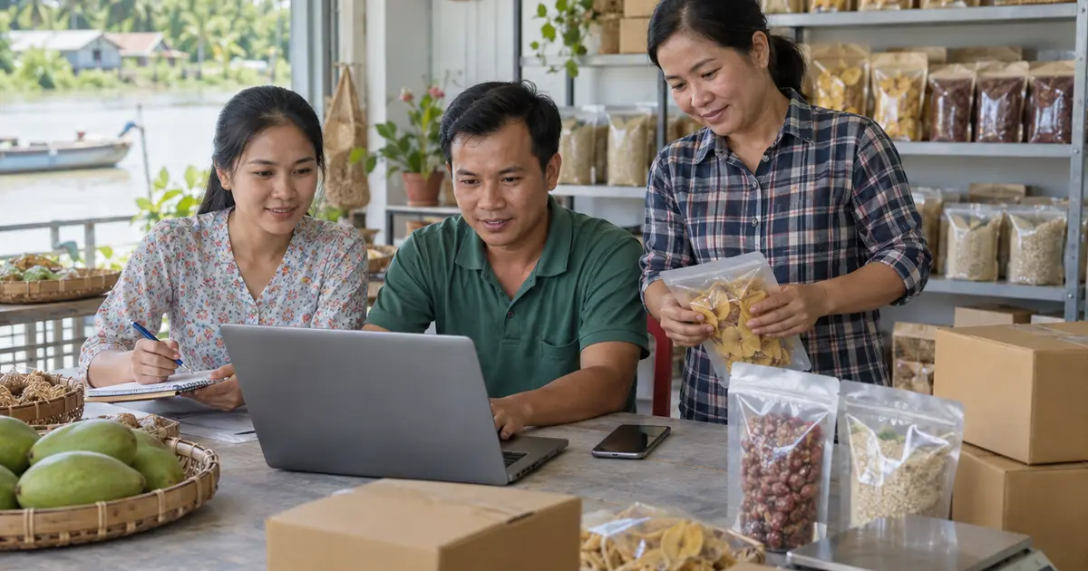 Mô hình bán hàng online đa kênh tại một hợp tác xã nông sản.